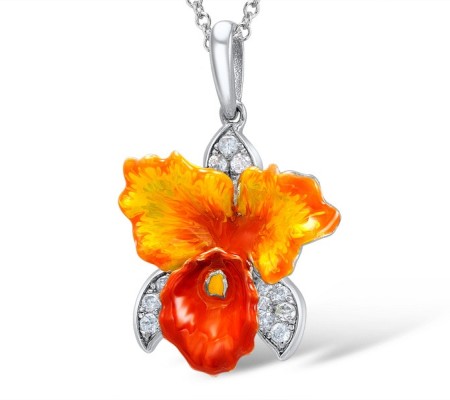 Sterling Silver Pendant Enamel,White Cubic Zirconia (P307461ENASL925)