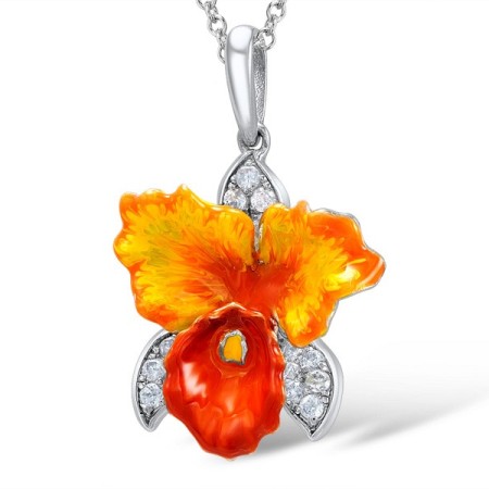 Sterling Silver Pendant Enamel,White Cubic Zirconia (P307461ENASL925)