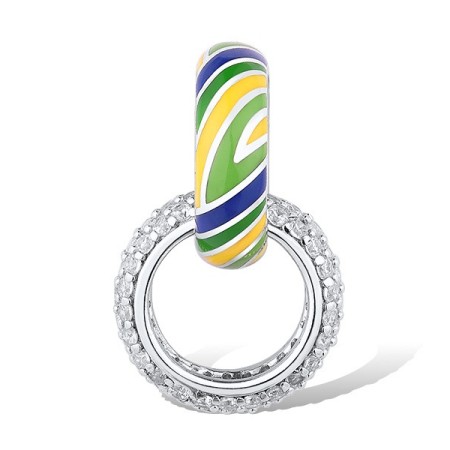 Sterling Silver Pendant Enamel,White Cubic Zirconia (P307557ENASL925)