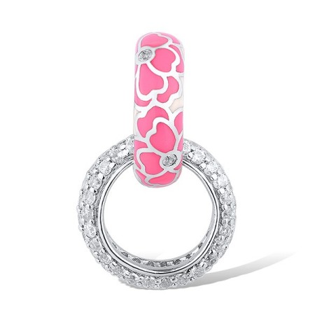 Sterling Silver Pendant Enamel,White Cubic Zirconia (P307558ENASL925)