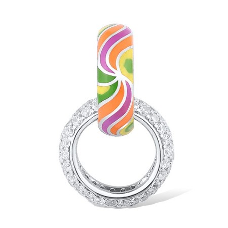 Sterling Silver Pendant Enamel,White Cubic Zirconia (P307559ENASL925)