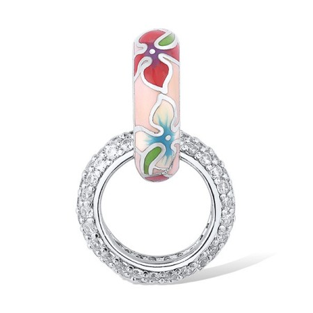 Sterling Silver Pendant Enamel,White Cubic Zirconia (P307560ENASL925)