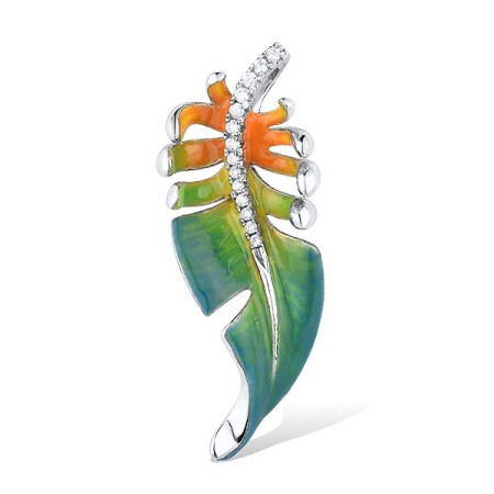 Sterling Silver Pendant Enamel,White Cubic Zirconia (P307576ENASL925)