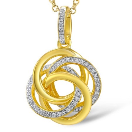 Sterling Silver w/ Yellow Plating Pendant White Cubic Zirconia (P307917WCZSY925)