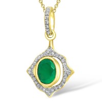 14KYW Pendant Diamond,Emerald (P308071EMR14KYW)