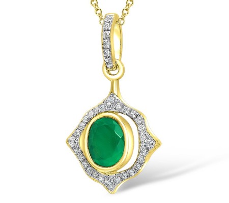 14KYW Pendant Diamond,Emerald (P308071EMR14KYW)