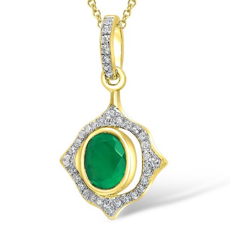 14KYW Pendant Diamond,Emerald (P308071EMR14KYW)
