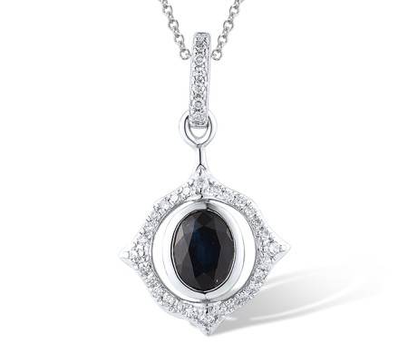 14KW Pendant Diamond,Blue Sapphire (P308071SAP14KW)