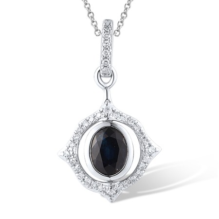 14KW Pendant Diamond,Blue Sapphire (P308071SAP14KW)