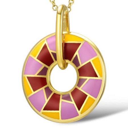 Sterling Silver w/ Yellow Plating Pendant Enamel (P308258ENASY925)