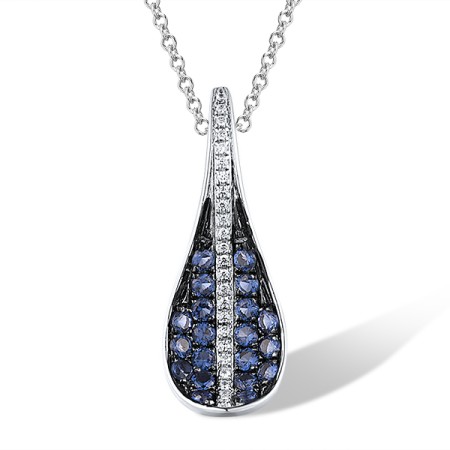 Sterling Silver w/ Black White Plating Pendant Blue Nano Cubic Zirconia,White Cubic Zirconia (P308284BZZSK925)