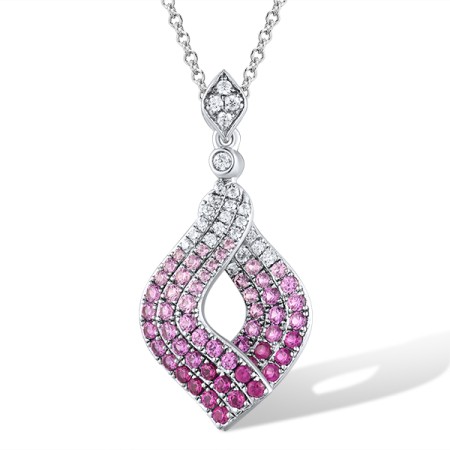 Sterling Silver Pendant Created Pink Sapphire,Created Ruby,White Cubic Zirconia (P308329CPRZSL925)
