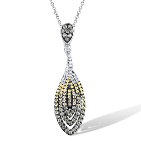 Sterling Silver Pendant Yellow Nano Crystal,Green Nano Cubic Zirconia (Per,Green Spinel,White Cubic Zirconia (P308332MULSL925)