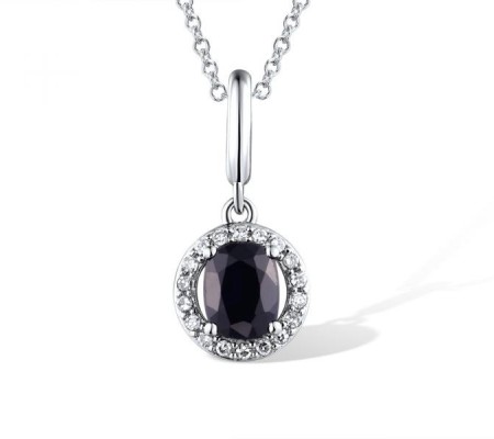 14KW Pendant Blue Sapphire,Diamond without chain (P308494ASAP14KW)
