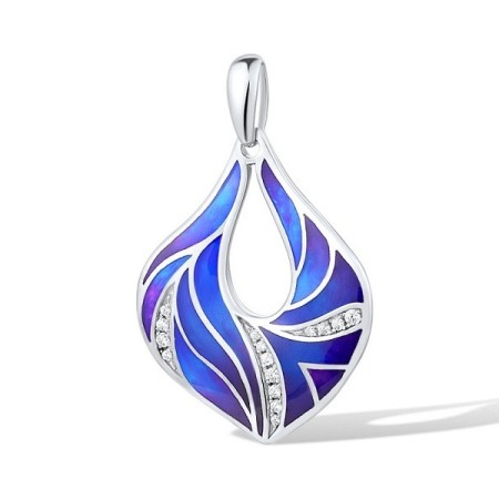 Sterling Silver Pendant Enamel,White Cubic Zirconia (P308593ENASL925)