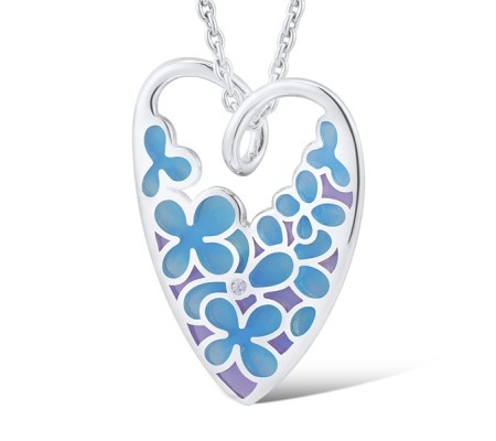 Sterling Silver Pendant Enamel,White Cubic Zirconia (P308606ENA2SL925)