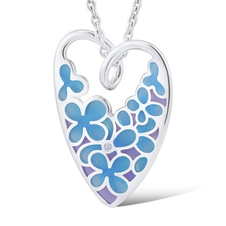 Sterling Silver Pendant Enamel,White Cubic Zirconia (P308606ENA2SL925)