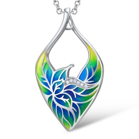 Sterling Silver Pendant Enamel,White Cubic Zirconia (P308609ENA1SL925)
