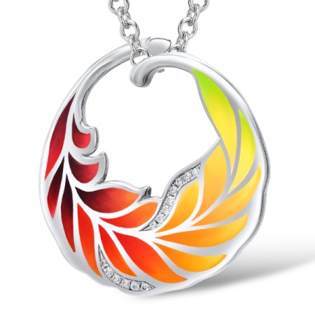 Sterling Silver Pendant Enamel,White Cubic Zirconia (P308610ENA2SL925)