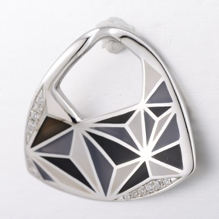 Sterling Silver Pendant Enamel,White Cubic Zirconia (P308612ENA2SL925)