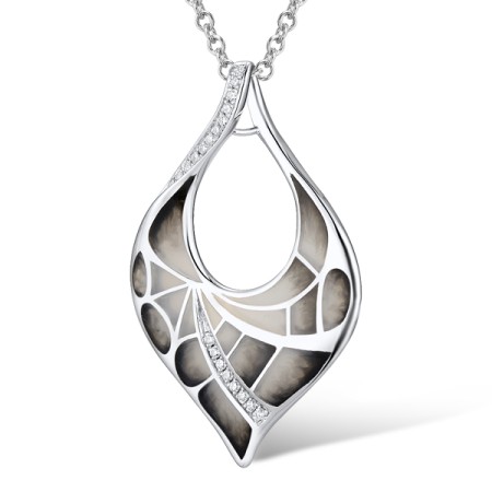 Sterling Silver Pendant Enamel,White Cubic Zirconia (P308613ENA2SL925)