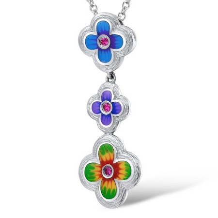 Sterling Silver Pendant Created Ruby,Enamel (P308934ENASL925)