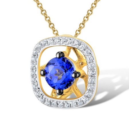 14KRWB Pendant Blue Sapphire,Diamond (P308977SAP14KRWB)