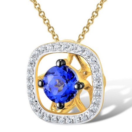14KRWB Pendant Blue Sapphire,Diamond (P308977SAP14KRWB)