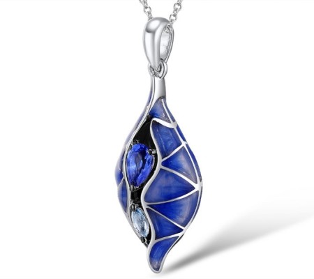 Sterling Silver Pendant Blue Glass,Enamel (P308990ENASL925)
