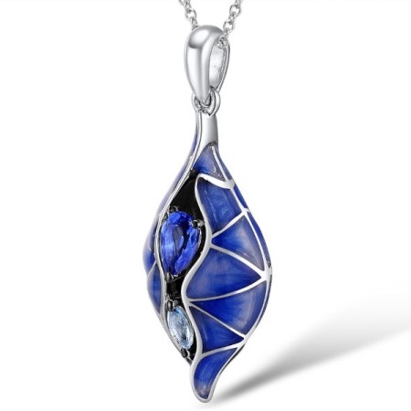 Sterling Silver Pendant Blue Glass,Enamel (P308990ENASL925)
