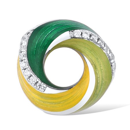 Sterling Silver Pendant Enamel,White Cubic Zirconia (P309028ENASL925)