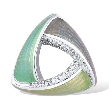 Sterling Silver Pendant Enamel,White Cubic Zirconia (P309030ENASL925)