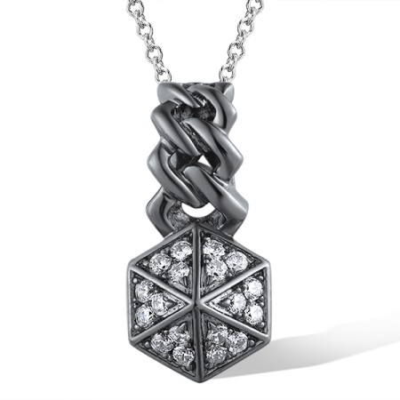 Sterling Silver w/ Black Plating Pendant White Cubic Zirconia (P309115WCZSB925)