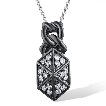 Sterling Silver w/ Black Plating Pendant White Cubic Zirconia (P309117WCZSB925)