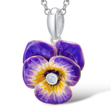 Sterling Silver Pendant Enamel,White Cubic Zirconia (P309169ENASL925)