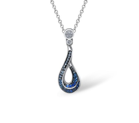 Sterling Silver Pendant Blue Spinel,White Cubic Zirconia (P309230BLZSL925)