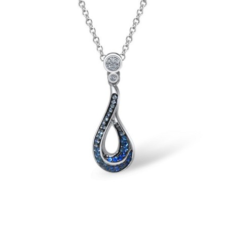 Sterling Silver Pendant Blue Spinel,White Cubic Zirconia (P309230BLZSL925)