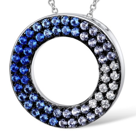 Sterling Silver Pendant Blue Spinel,White Cubic Zirconia (P309240BLZSL925)