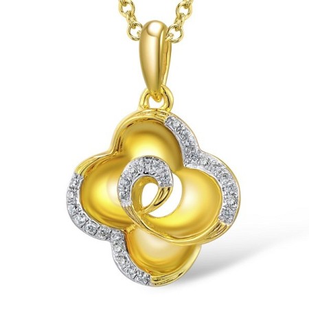 Sterling Silver w/ Yellow Plating Pendant White Cubic Zirconia (P309312WCZSY925)