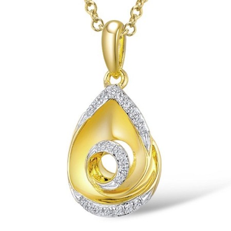 Sterling Silver w/ Yellow Plating Pendant White Cubic Zirconia (P309314WCZSY925)