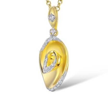 Sterling Silver w/ Yellow Plating Pendant White Cubic Zirconia (P309315WCZSY925)