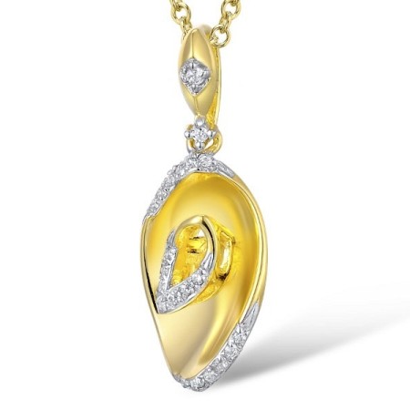 Sterling Silver w/ Yellow Plating Pendant White Cubic Zirconia (P309315WCZSY925)