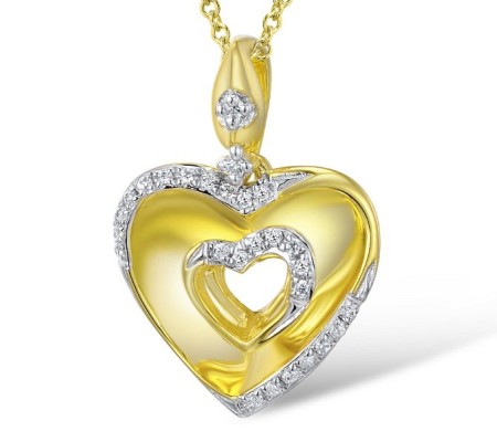 Sterling Silver w/ Yellow Plating Pendant White Cubic Zirconia (P309316WCZSY925)