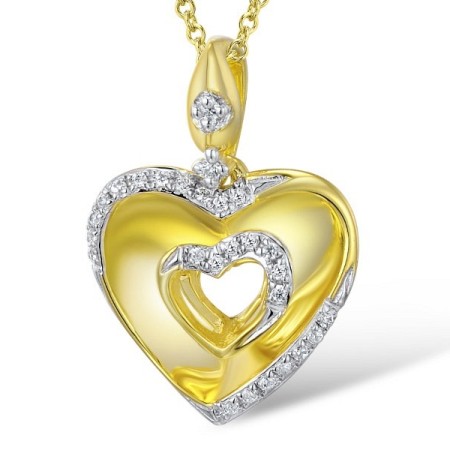 Sterling Silver w/ Yellow Plating Pendant White Cubic Zirconia (P309316WCZSY925)
