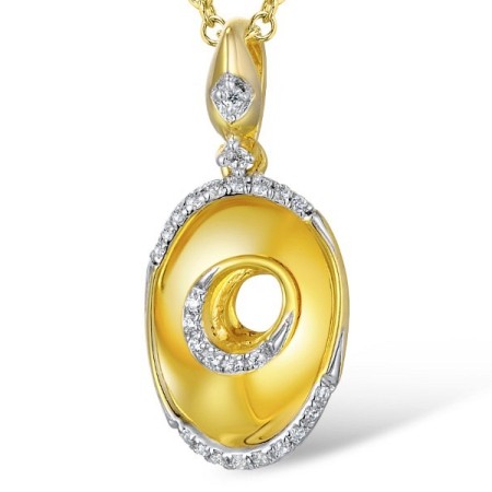 Sterling Silver w/ Yellow Plating Pendant White Cubic Zirconia (P309317WCZSY925)