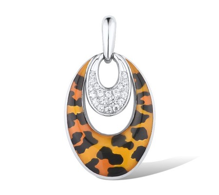 Sterling Silver Pendant Enamel,White Cubic Zirconia (P309322ENASL925)