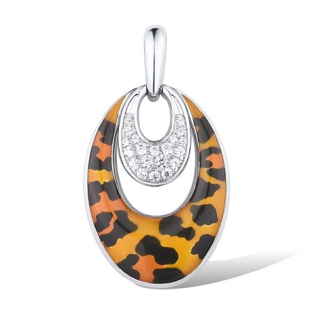 Sterling Silver Pendant Enamel,White Cubic Zirconia (P309322ENASL925)