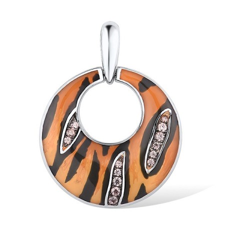 Sterling Silver Pendant Chocolate CZ,Enamel (P309326ENASL925)