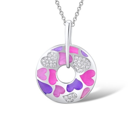 Sterling Silver Pendant Enamel,White Cubic Zirconia (P309351ENASL925)