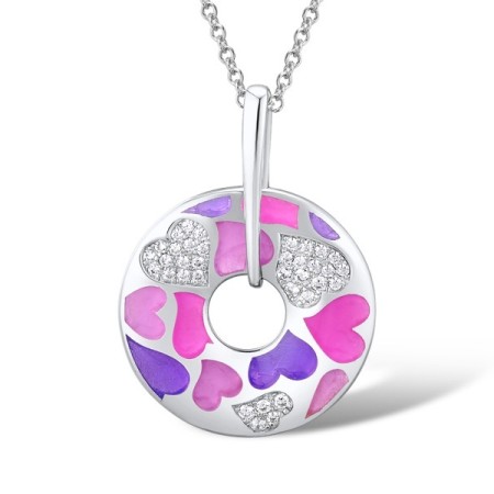 Sterling Silver Pendant Enamel,White Cubic Zirconia (P309351ENASL925)